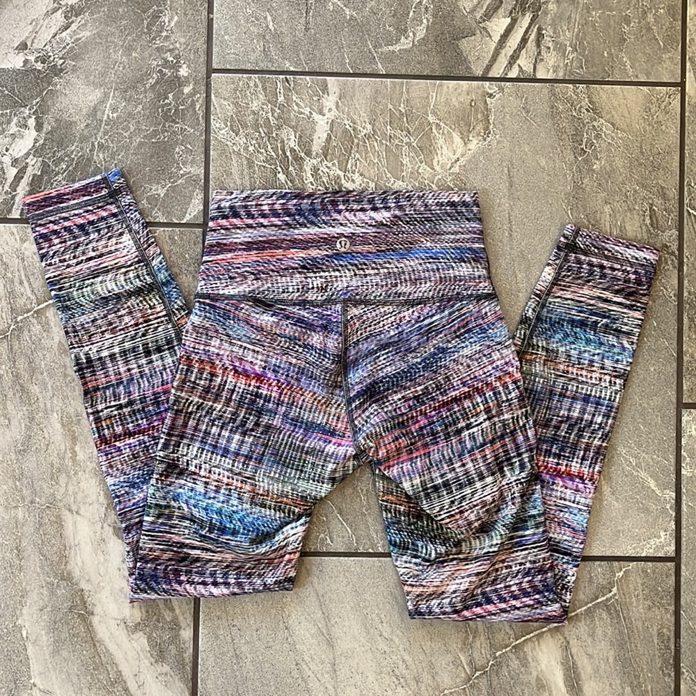 🍋 Lululemon Wunder Train High-Rise Tight 25” Digital Oasis White Multi Size 4 - Picture 1 of 11